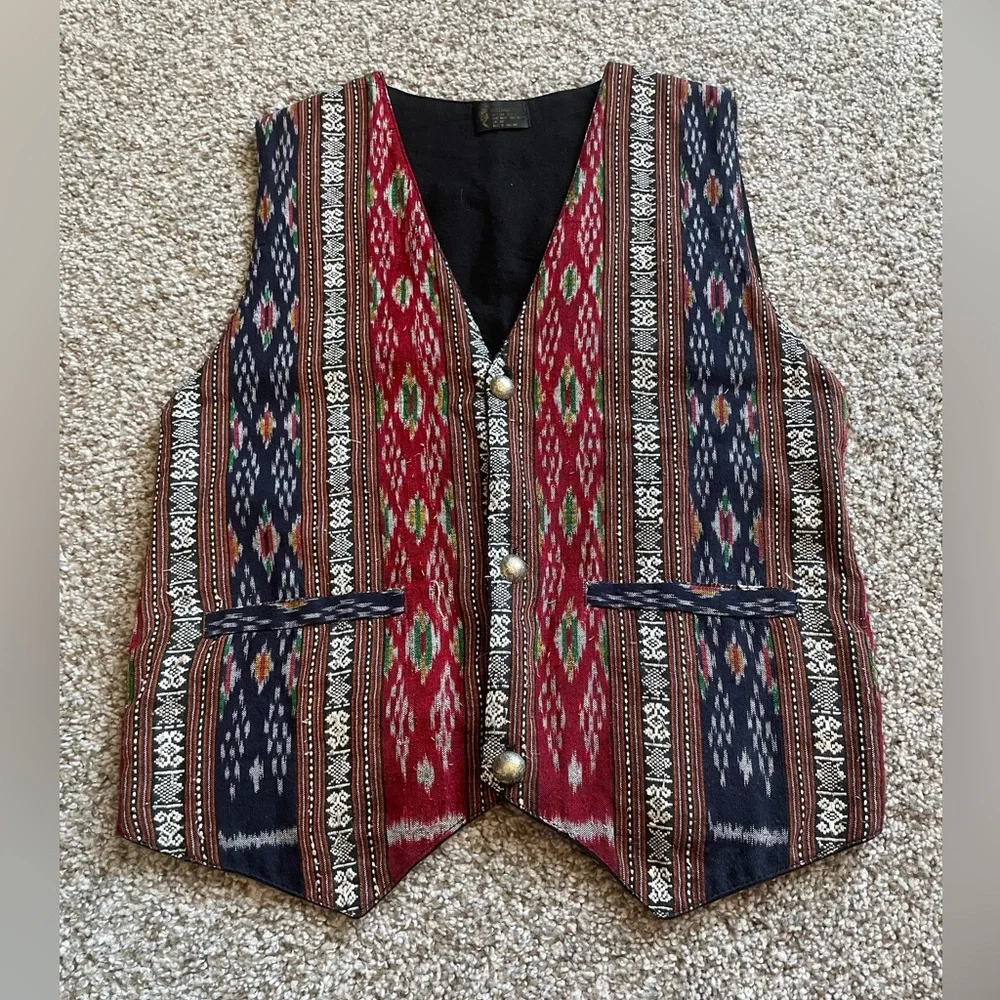 Rico International Vintage Woven Thai Silk Waist Coat Vest - Picture 1 of 5